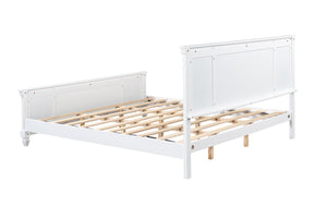 English Elm King Solid Wood Platform Bed White Farmhouse Headboard Low Profile Sturdy Frame N758K649900K