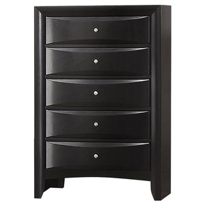 English Elm Isabel Modern Black 5-Piece Bedroom Set with Platform Storage, Beveled Drawer Fronts & Silver Hardware B062S00971