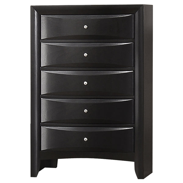 English Elm Isabel Modern Black 5-Piece Bedroom Set with Platform Storage, Beveled Drawer Fronts & Silver Hardware B062S00971