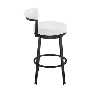 English Elm Adrix Cloud Finish Swivel Counter or Bar Stool with White Faux Leather, 360° Glide, 250lb Capacity B2736P354348
