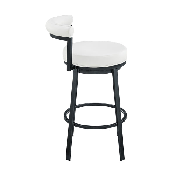 English Elm Adrix Cloud Finish Swivel Counter or Bar Stool with White Faux Leather, 360° Glide, 250lb Capacity B2736P354348