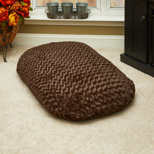 Homeroots Brown 3" X 4" Lux Faux Fur Oval Pet Bed  Fur 472109
