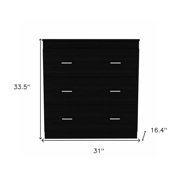 Homeroots 31" Black Three Drawer Dresser  Manufactured Wood 472117