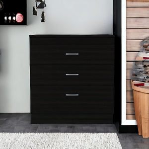 Homeroots 31" Black Three Drawer Dresser  Manufactured Wood 472119