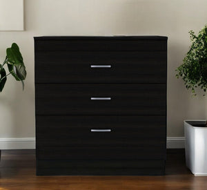 HomeRoots 31" Contemporary Three-Drawer Dresser for Stylish Bedroom Storage and Versatile Home Use Solutions Black 472119