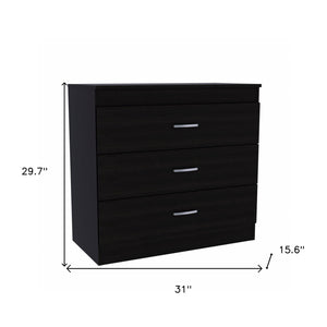 Homeroots 31" Black Three Drawer Dresser  Manufactured Wood 472119