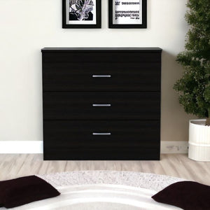 Homeroots 31" Black Three Drawer Dresser  Manufactured Wood 472119