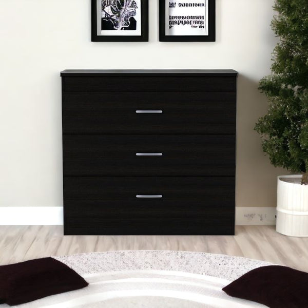 Homeroots 31" Black Three Drawer Dresser  Manufactured Wood 472119