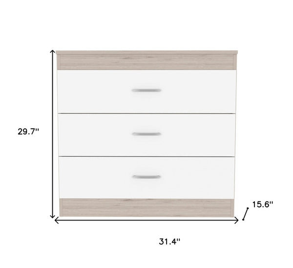 HomeRoots 31" Contemporary Three-Drawer Dresser for Stylish Bedroom Storage and Versatile Home Use Solutions Light Gray 472120