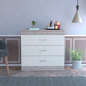 HomeRoots 31" Contemporary Three-Drawer Dresser for Stylish Bedroom Storage and Versatile Home Use Solutions Light Gray 472120