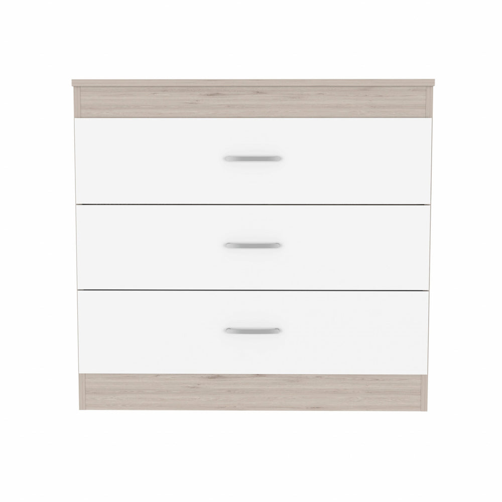 Homeroots 29" Light Gray And White Three Drawer Dresser  Manufactured Wood 472120