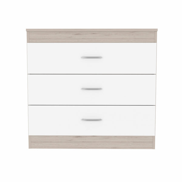 Homeroots 29" Light Gray And White Three Drawer Dresser  Manufactured Wood 472120