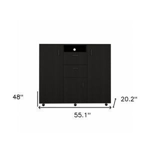 Homeroots 55" Black Two Drawer Dresser  Manufactured Wood 472121