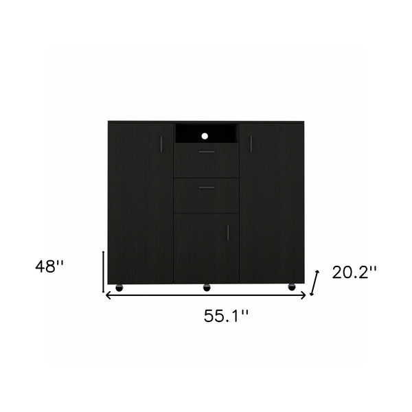 Homeroots 55" Black Two Drawer Dresser  Manufactured Wood 472121