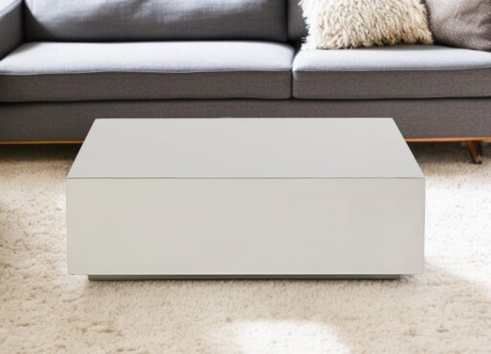 HomeRoots 35" Silver Stainless Steel Square Coffee Table - Modern, Durable Design for Stylish Living Spaces 472126