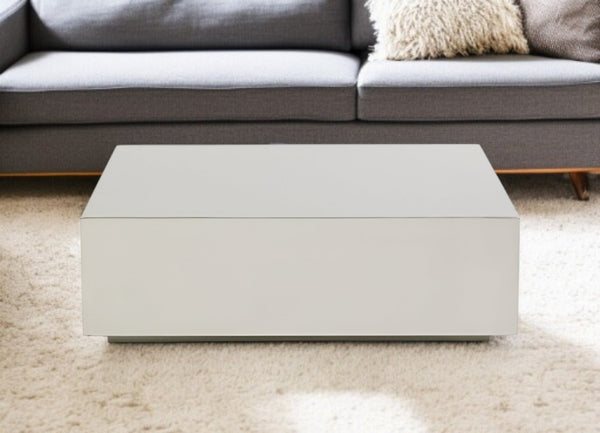HomeRoots 35" Silver Stainless Steel Square Coffee Table - Modern, Durable Design for Stylish Living Spaces 472126