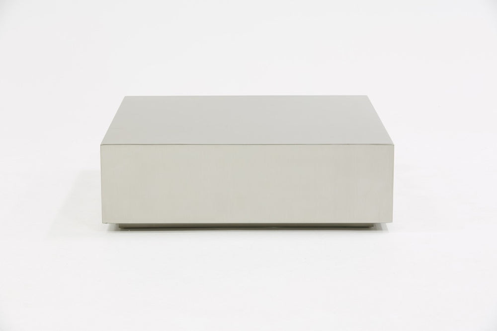 Homeroots Modern Brushed Silver Stainless Steel Coffee Table   472126