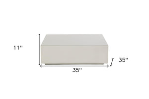 HomeRoots 35" Silver Stainless Steel Square Coffee Table - Modern, Durable Design for Stylish Living Spaces 472126