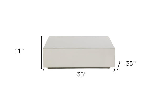HomeRoots 35" Silver Stainless Steel Square Coffee Table - Modern, Durable Design for Stylish Living Spaces 472126