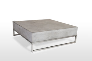 Homeroots Modern Square Dark Gray Concrete And Steel Coffee Table   472127