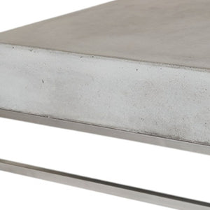 HomeRoots Modern Square Dark Gray Concrete Coffee Table with Sturdy Steel Base for Indoor & Outdoor Use 472127