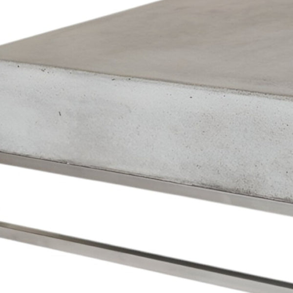 HomeRoots Modern Square Dark Gray Concrete Coffee Table with Sturdy Steel Base for Indoor & Outdoor Use 472127
