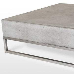 Homeroots Modern Square Dark Gray Concrete And Steel Coffee Table   472127