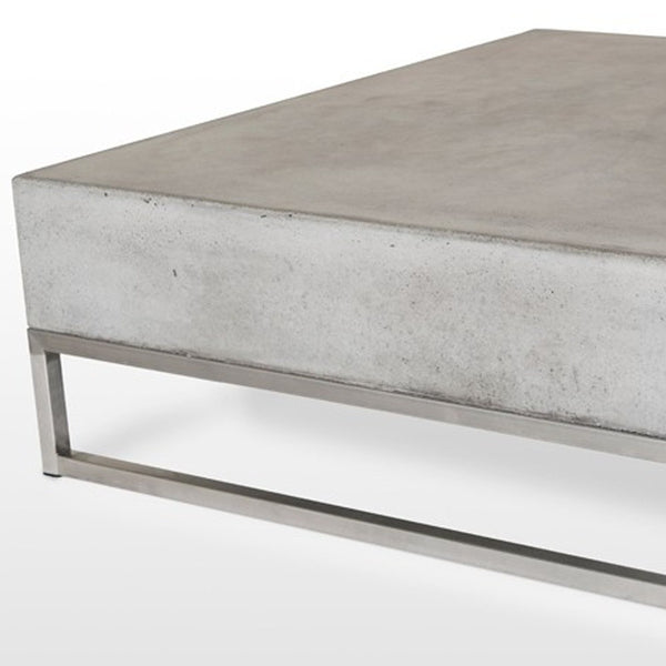 Homeroots Modern Square Dark Gray Concrete And Steel Coffee Table   472127