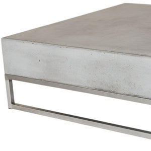HomeRoots Modern Square Dark Gray Concrete Coffee Table with Sturdy Steel Base for Indoor & Outdoor Use 472127