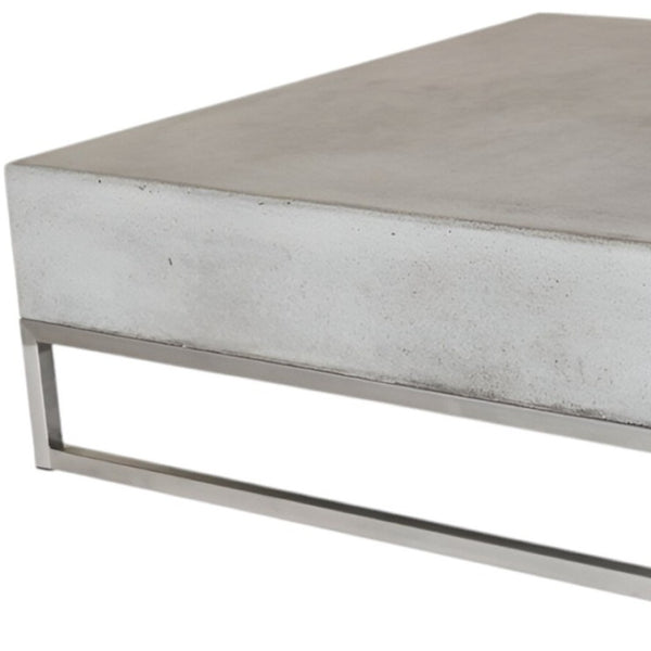 HomeRoots Modern Square Dark Gray Concrete Coffee Table with Sturdy Steel Base for Indoor & Outdoor Use 472127