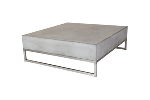 HomeRoots Modern Square Dark Gray Concrete Coffee Table with Sturdy Steel Base for Indoor & Outdoor Use 472127