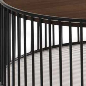 Homeroots Modern Walnut And Black Metal Rods Round Coffee Table   472128