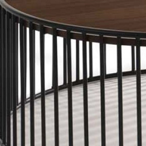 Homeroots Modern Walnut And Black Metal Rods Round Coffee Table   472128