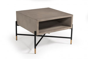 Homeroots Modern Gray Concrete And Black Metal Coffee Table   472129