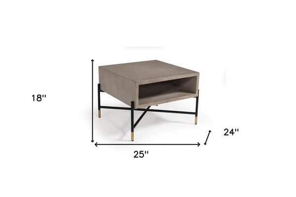 Homeroots Modern Gray Concrete And Black Metal Coffee Table   472129