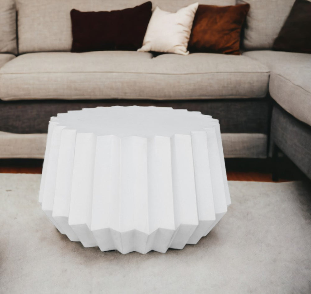 Homeroots Modern White Concrete Abstract Coffee Table   472131