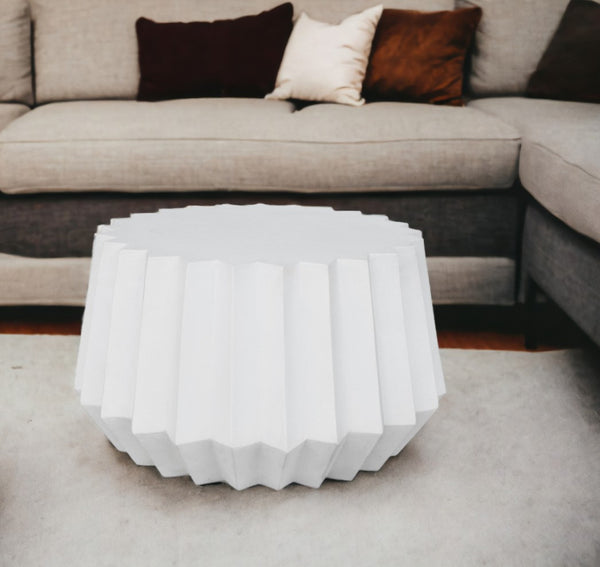 Homeroots Modern White Concrete Abstract Coffee Table   472131