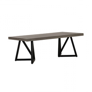 Homeroots Modern Dark Gray Concrete And Black Metal Coffee Table   472134