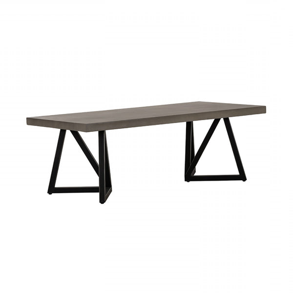 Homeroots Modern Dark Gray Concrete And Black Metal Coffee Table   472134