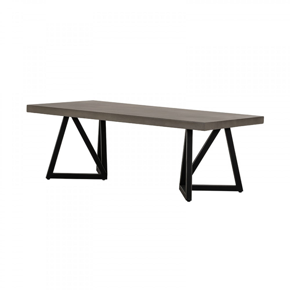 Homeroots Modern Dark Gray Concrete And Black Metal Coffee Table   472134