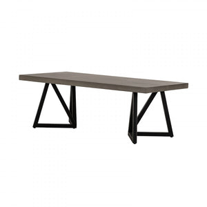 Homeroots Modern Dark Gray Concrete And Black Metal Coffee Table   472134