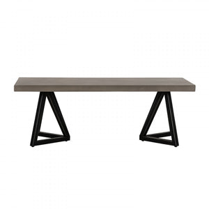 Homeroots Modern Dark Gray Concrete And Black Metal Coffee Table   472134