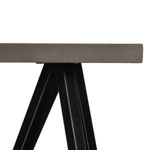 Homeroots Modern Dark Gray Concrete And Black Metal Coffee Table   472134