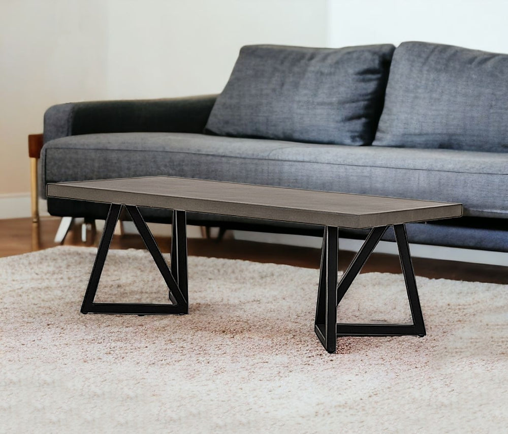 Homeroots Modern Dark Gray Concrete And Black Metal Coffee Table   472134