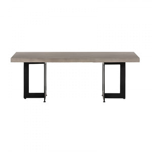 Homeroots Modern Dark Gray Concrete And Black Steel Coffee Table   472135