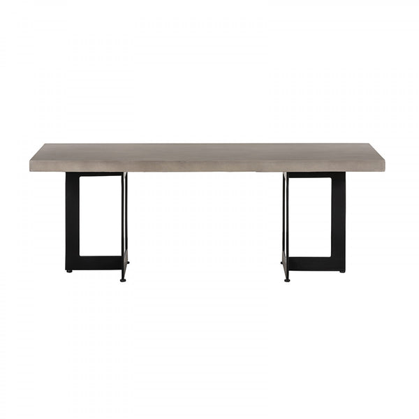 Homeroots Modern Dark Gray Concrete And Black Steel Coffee Table   472135