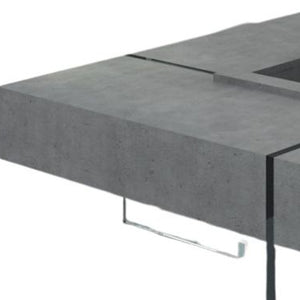 Homeroots 47" Gray And Clear Concrete And Glass Square Coffee Table   472137