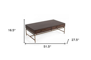 Homeroots Mid Century Modern Acacia And Brass Coffee Table   472138