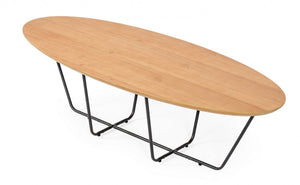 Homeroots Industrial Large Oak And Black Powder Metal Coffee Table   472141