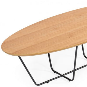 Homeroots Industrial Large Oak And Black Powder Metal Coffee Table   472141